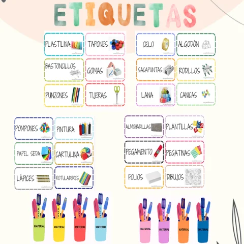 Etiquetas material aula
